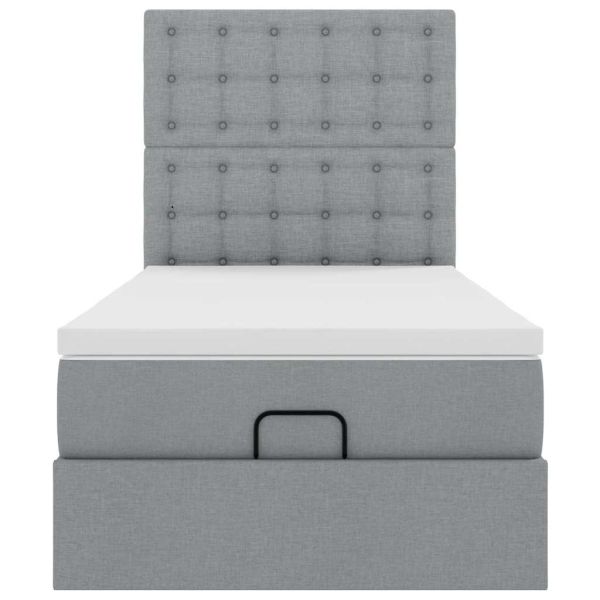 Османска легло с матрак, светлосиво, 80x200 см, плат