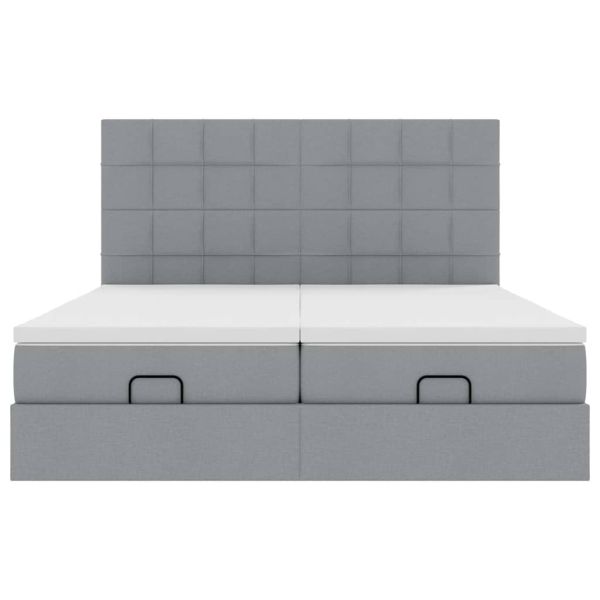 Османска легло с матраци, светлосиво, 160x200 см, плат