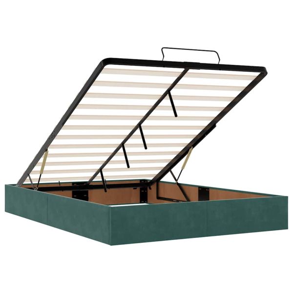 Османска легло с матраци и LED, тъмнозелено, 140x190 см, кадифе