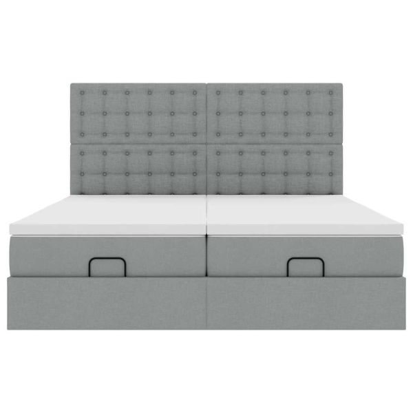 Османска легло с матраци и LED, светлосиво, 160x200 см, плат