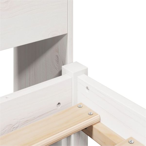 Легло с рафтове за книги, без матрак, бял, 90x190 см, бор масив