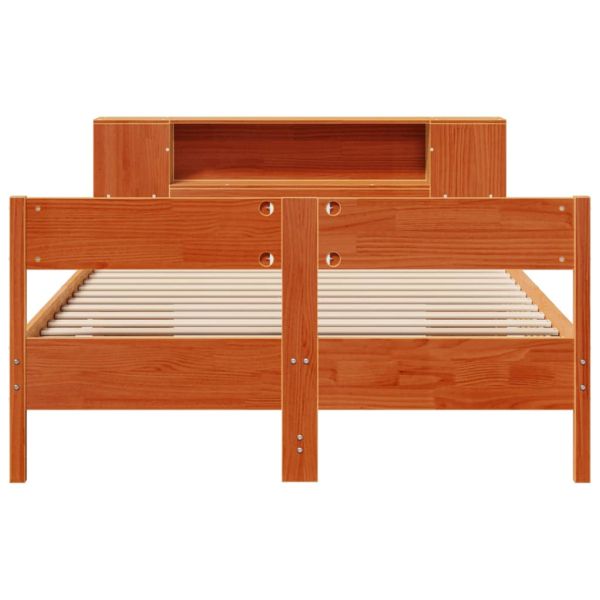 Легло с етажерка за книги, без матрак, 135x190 см, бор масив