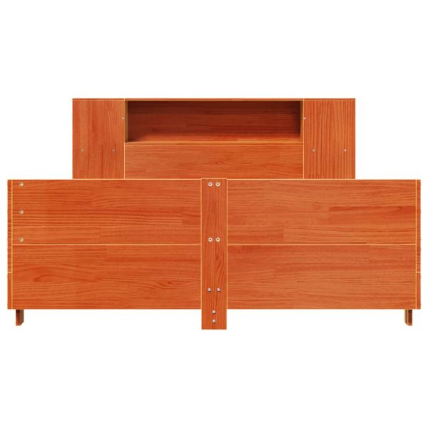 Рамка за легло без матрак, восъчнокафяво, 135x190 см, бор масив