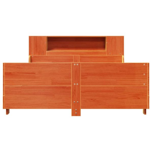 Рамка за легло без матрак, восъчнокафяво, 135x190 см, бор масив