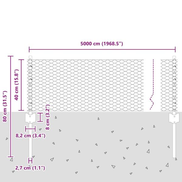 Ограда и колче Сребрист 0,4 x 50 м Стомана