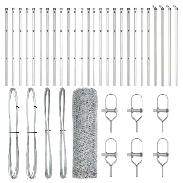 Оградa с колчета Сребрист 0.4 x 50 м Покрит със PVC стомана