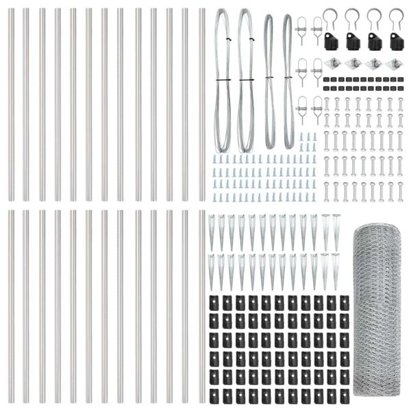 Оградa с колчета Сребрист 0.4 x 50 м Покрит със PVC стомана