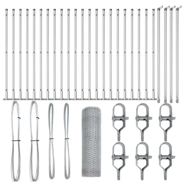 Оградa с колчета Сребрист 0.4 x 50 м Покрит със PVC стомана