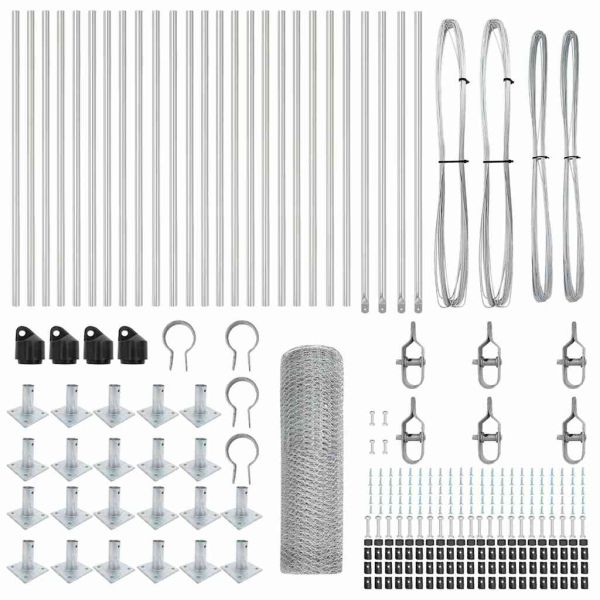 Оградa с колчета Сребрист 0.4 x 50 м Покрит със PVC стомана