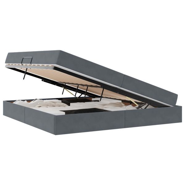 Легло с място за съхранение и матрак Тъмен сив 200 x 200 cm