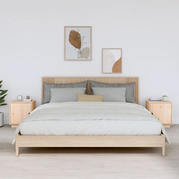 Нощни шкафчета, 2 бр, 40x34x45 см, борово дърво масив