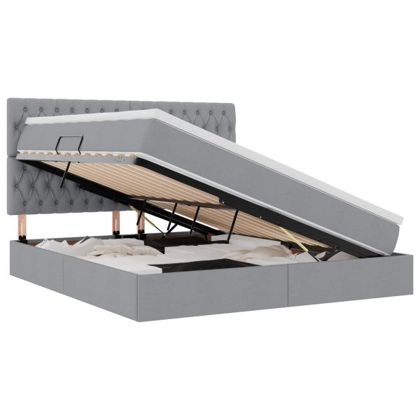 Легло с място за съхранение Светлосиво 180 x 200 cm Изкуствена