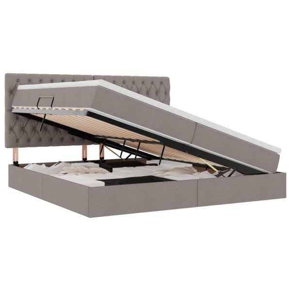 Легло с място за съхранение и LED Таупе 200 x 200 cm Полиестер