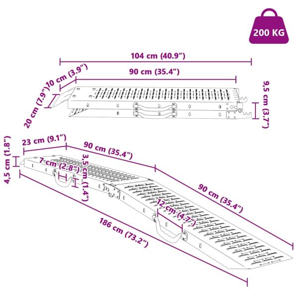 Рампа за натоварване Сребрист 185 x 22,5 x 4,5 см