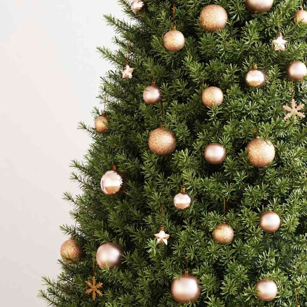 Комплект коледни топки от 111 части розово златисти полистирен