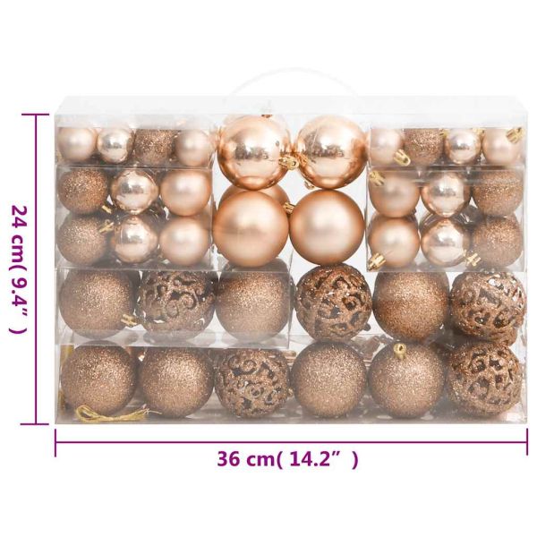 Комплект коледни топки от 111 части розово златисти полистирен