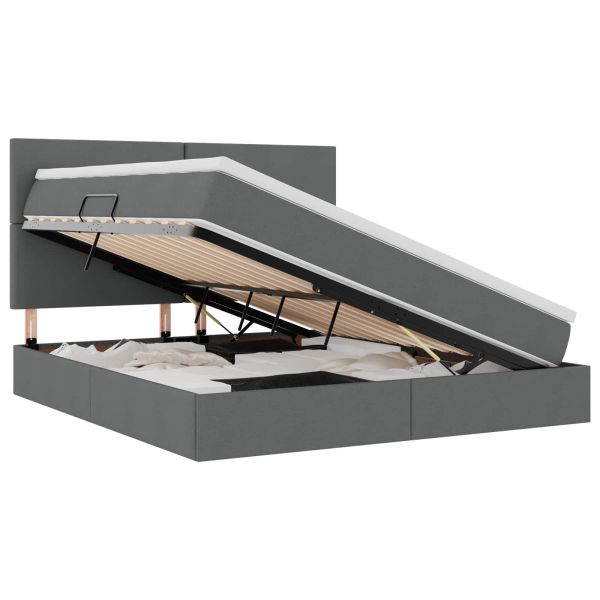 Легло с място за съхранение Тъмен сив 180 x 200 cm Изкуствена