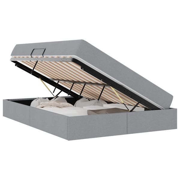 Легло с място за съхранение и матрак Светлосиво 140 x 200 cm