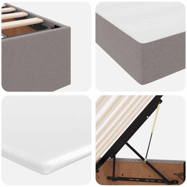 Легло с място за съхранение и матрак Таупе 180 x 200 cm