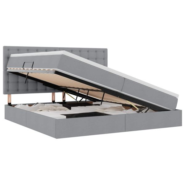 Легло с място за съхранение Светлосиво 200 x 200 cm Изкуствена