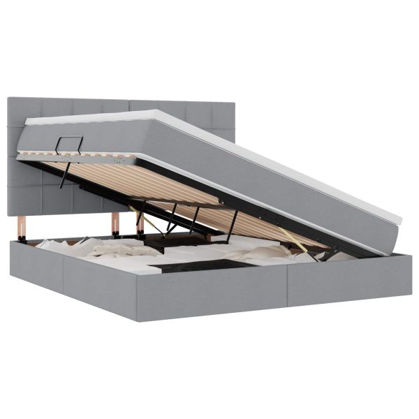 Легло с място за съхранение Светлосиво 180 x 200 cm Изкуствена