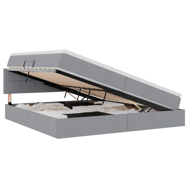 Легло с място за съхранение и LED Светлосиво 200 x 200 cm