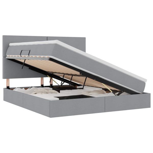 Легло с място за съхранение и LED Светлосиво 180 x 200 cm