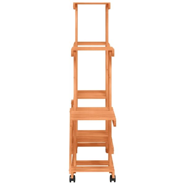 Поставка за цветя с колелца, 95x25x101 см, масивна ела