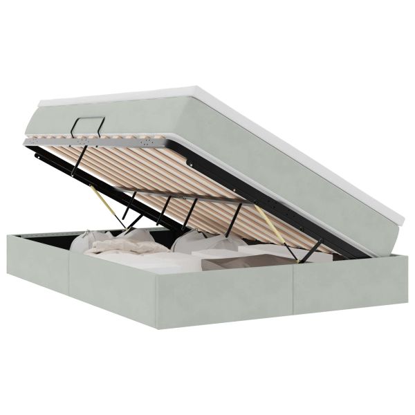 Легло с място за съхранение и матрак Светлосиво 140 x 200 cm