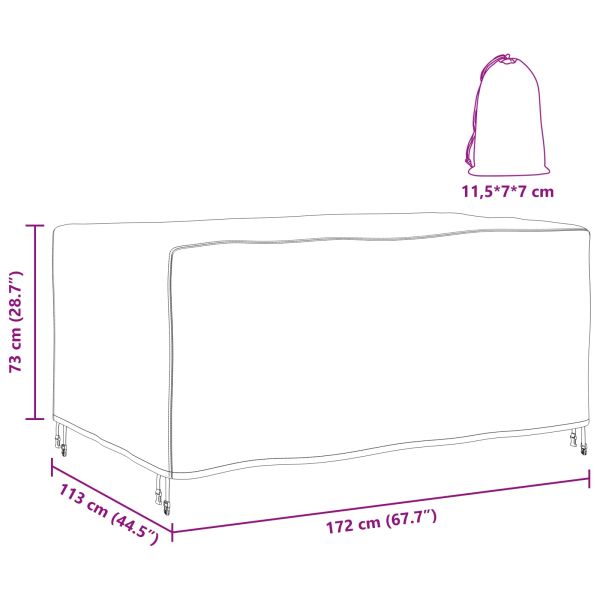 Покривало за градински мебели Черно 172 x 113 x 73 cm 600D