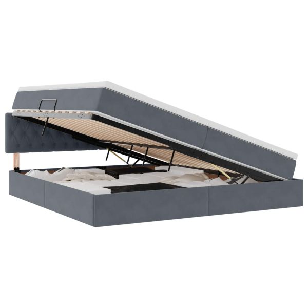 Легло с място за съхранение Тъмен сив 200 x 200 cm Кадифе