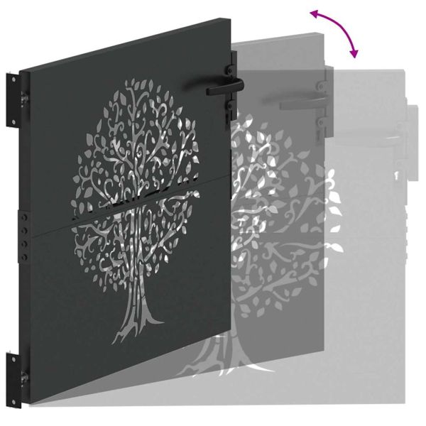 Градинска врата, Градинска врата 85x75 см с кортенова стомана, дизайн на дърво