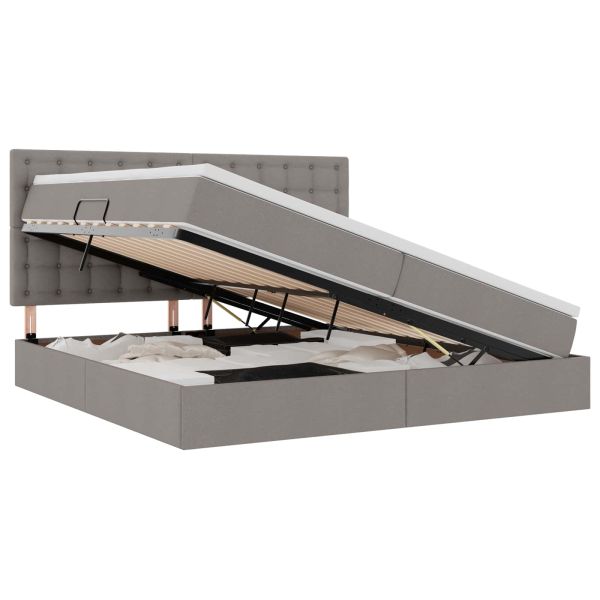 Легло с място за съхранение и LED Таупе 200 x 200 cm Полиестер