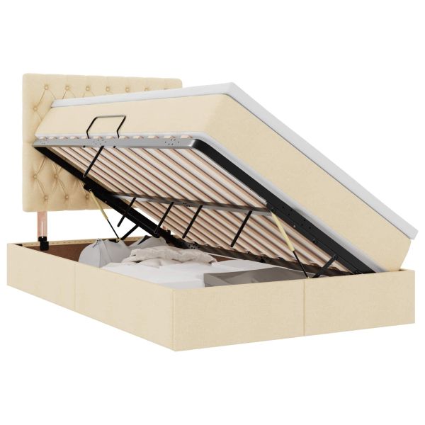 Легло с място за съхранение Кремав 120 x 200 cm Изкуствена