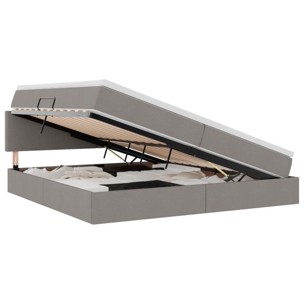 Легло с място за съхранение и LED Таупе 200 x 200 cm Полиестер