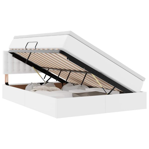 Легло с място за съхранение Чисто бяло 140 x 190 cm Изкуствена