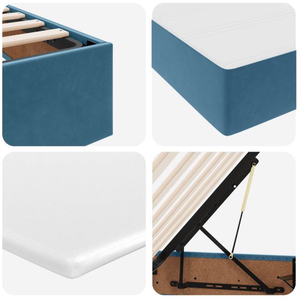 Легло с място за съхранение и матрак Тъмен син 120 x 200 cm