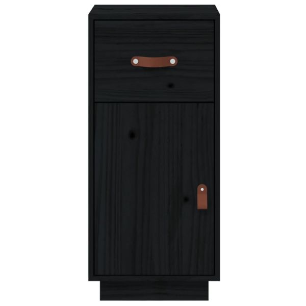 Сайдборд, черен, 34x40x75 см, бор масив