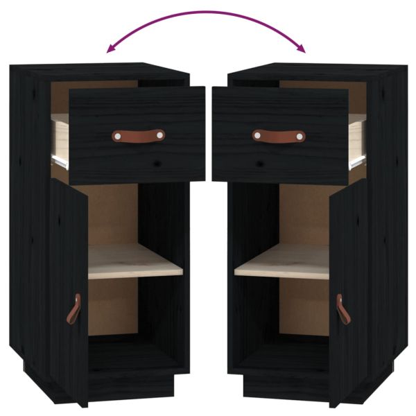 Сайдборд, черен, 34x40x75 см, бор масив