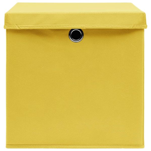 Кутии за съхранение с капаци 10 бр 28x28x28 см жълти
