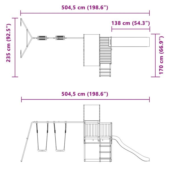 Комбинирано детско съоръжение, масивна дугласка дървесина