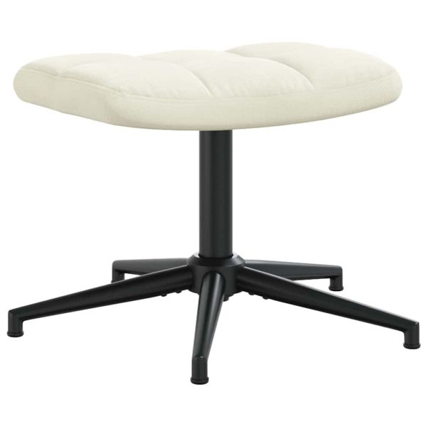 Стол за релакс с табуретка, кремавобял, кадифе