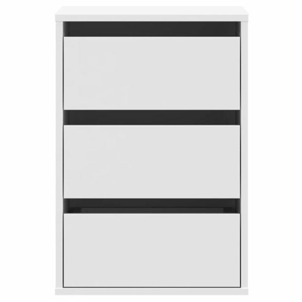 Ъглов скрин с чекмеджета, бял, 40x41x58 см, инженерно дърво