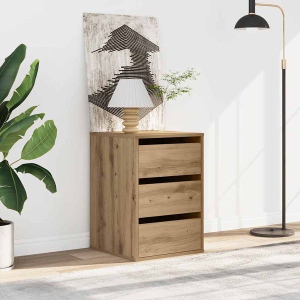 Ъглов скрин с чекмеджета дъб артизан 40x41x58см инженерно дърво
