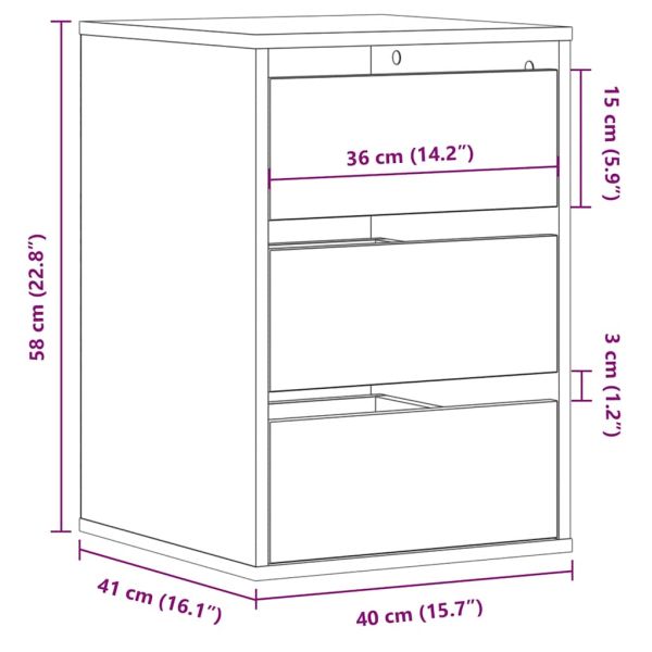 Ъглов скрин с чекмеджета дъб артизан 40x41x58см инженерно дърво