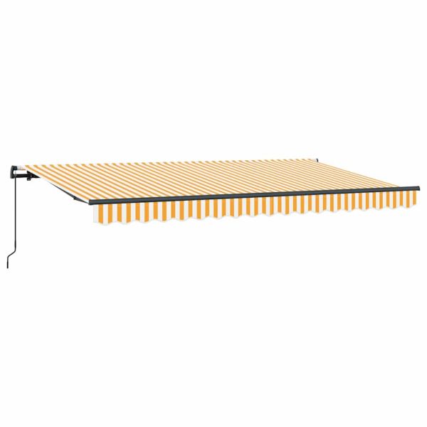 Сгъваем навес Жълт и бял 400 x 200 cm Полиестер и алуминий