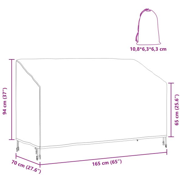 Калъф за градинска пейка Черно 165 x 70 x 65 / 94 cm 600D плат