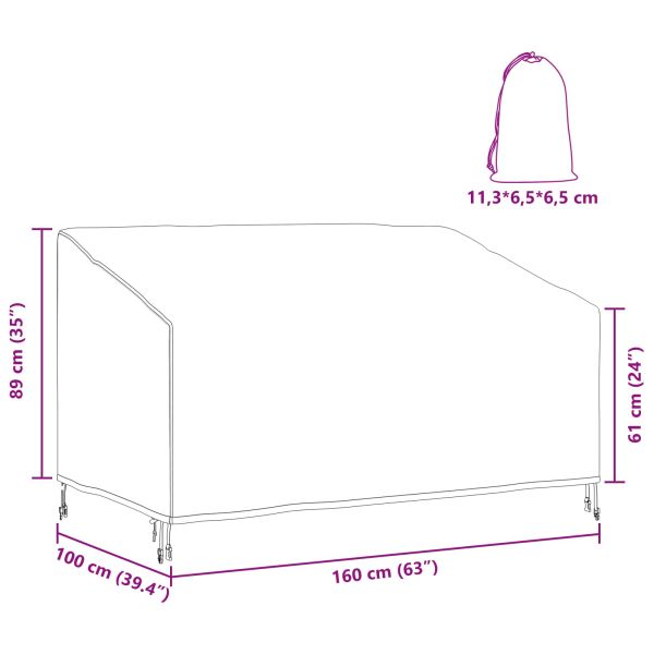 Калъф за градинска пейка Черно 160 x 100 x 61 / 89 см 600D плат