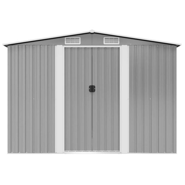 Градинска барака за съхранение, сива, метал, 257x205x178 см