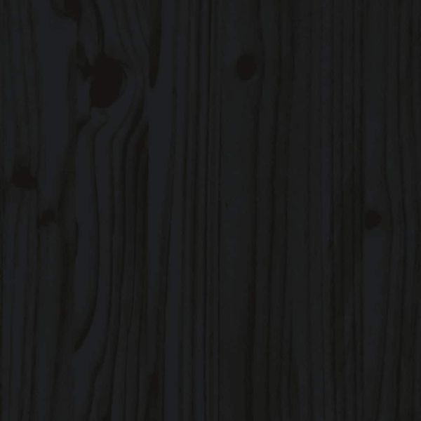 Среден диван с възглавници, черен, борово дърво масив